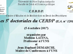 5e Doctoriales du CERDP : les 5 et 6 octobre à Nice !