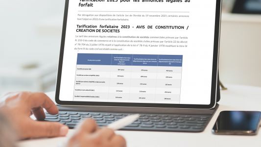 Annonces légales : tarifications 2023 et nouveautés