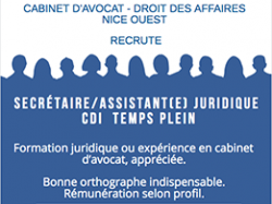 Cabinet d'avocat Droit des affaires NICE OUEST recrute secrétaire/assistant(e) juridique