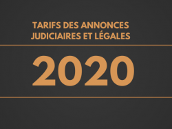 Tarif des annonces judiciaires et légales 2020 