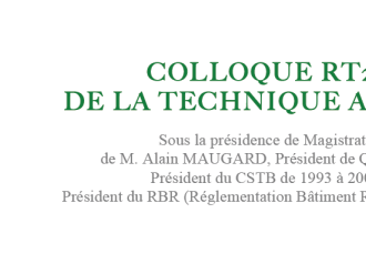 Colloque RT2012 : De la technique au Droit : inscrivez-vous dès aujourd'hui !