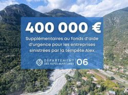 Le fonds de soutien pour les entreprises sinistrées par la tempête Alex est augmenté de 400 000 €