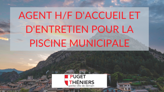 La commune de Puget-Théniers recherche un agent H/F d'accueil et d'entretien pour sa piscine municipale