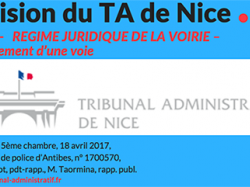 Les jugements du Tribunal Administratif de Nice : régime juridique de la voirie - Jugement du 18 Avril 2017