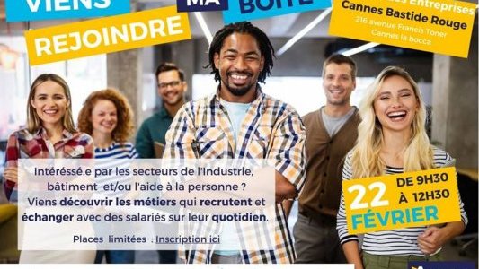  Viens rejoindre ma boîte ! ce matin de 9h30 à 12h30 Cité des Entreprises Cannes Bastide Rouge