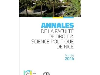 Première parution des " Annales de la faculté de droit et science politique de Nice" 