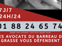Le Barreau de Grasse tient une permanence téléphonique 24h24 7j/7 pour assister et défendre les victimes de violences familiales