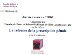 Colloque 30/06 à Nice : La réforme de la prescription pénale 