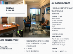 Opportunité : location bureau pro 12m2 centre-ville Nice