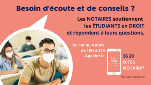 Appel aux dons et numéro d'écoute : Les Notaires de France se mobilisent pour soutenir les étudiants