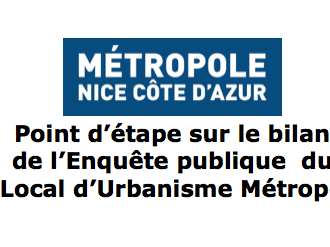 Point d'étape sur le bilan de l'Enquête publique du Plan Local d'Urbanisme Métropolitain 