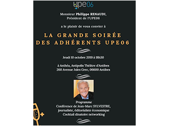 Grande Soirée des #Adhérents UPE 06 le 10 octobre !