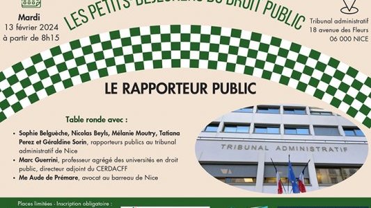 Prochain Petit-déjeuner du droit public à Nice : "Le rapporteur public"