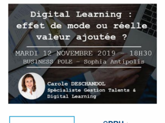 Prochain AfterWork RH Côte d'Azur le 12 novembre : "Qu'est-ce que le #DigitalLearning ?"