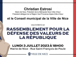 Nice : Rassemblement républicain devant la mairie ce lundi 3 juillet 2023 à 18h