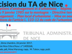 Les jugements du Tribunal Administratif de Nice : urbanisme et aménagement du territoire - Jugement du 26 janvier 2017