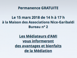 Permanence d'information à la Médiation avec AMI à Nice le 15 mars