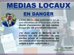Éric Pauget demande au Ministre de la Culture des mesures de soutien aux "petits médias privés et indépendants locaux" 